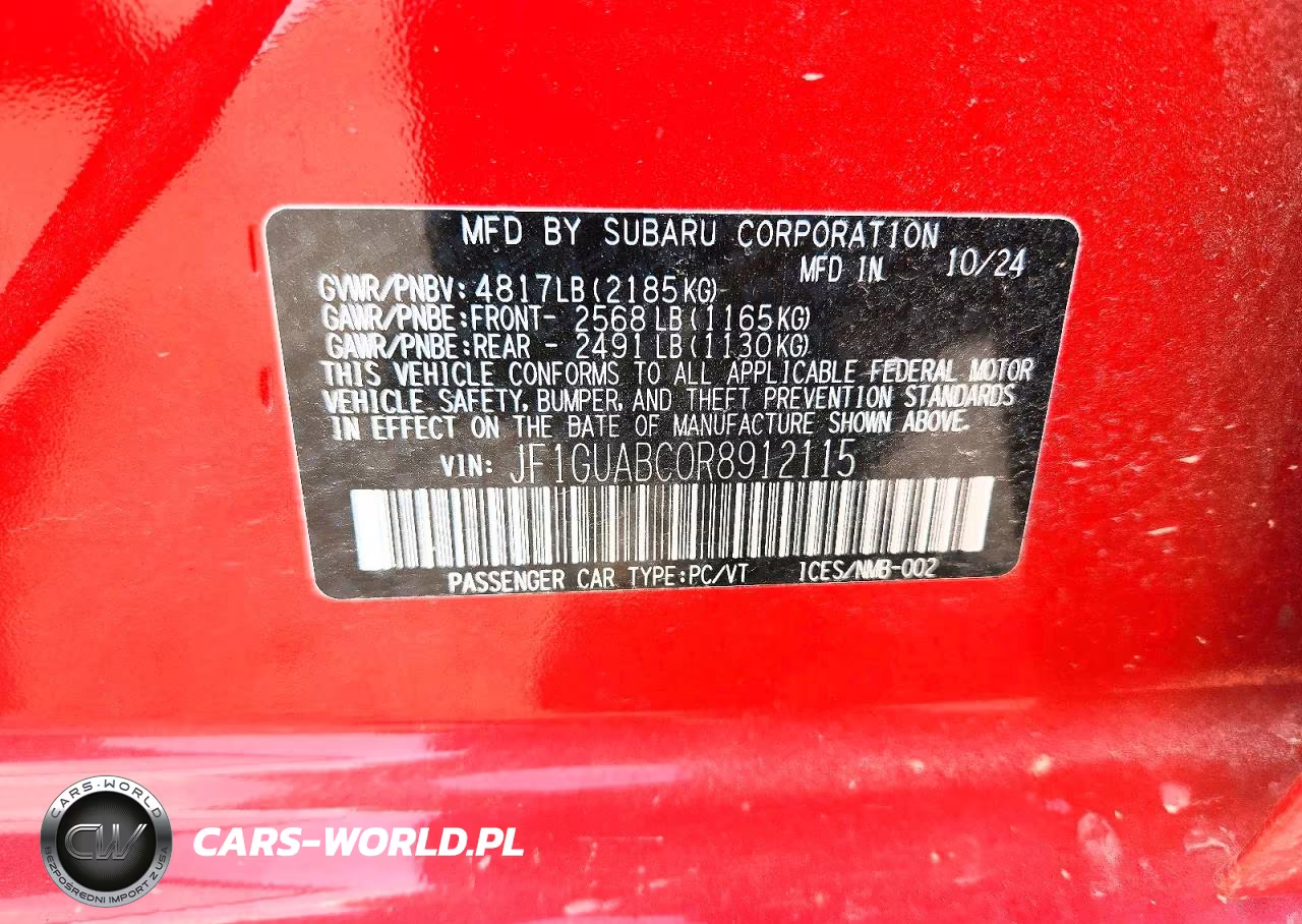 2024 Subaru Impreza VIN:JF1GUABC0R8912115 - 12