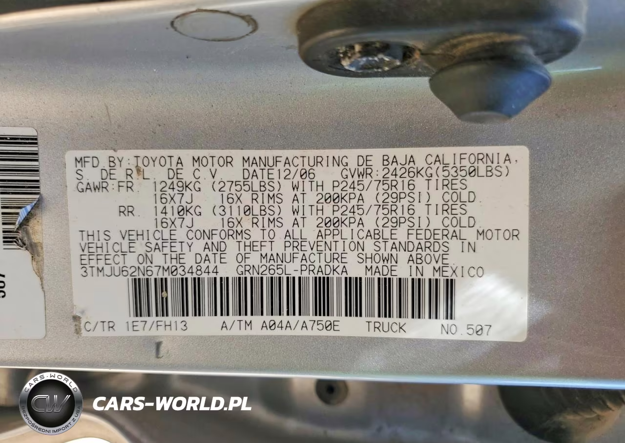 2007 Toyota Tacoma Double Cab Prerunner VIN:3TMJU62N67M034844 - 12