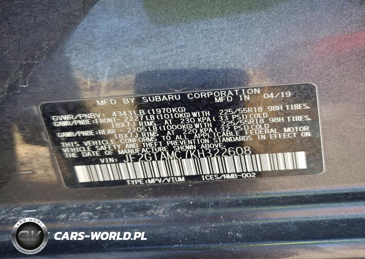 2019 Subaru Crosstrek Limited VIN:JF2GTAMC7KH322608 - 13