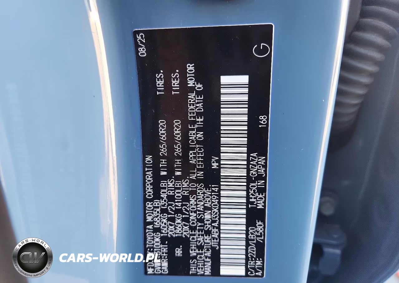 2025 Toyota Land Cruiser Base VIN:JTEABFAJ3SK049141 - 13