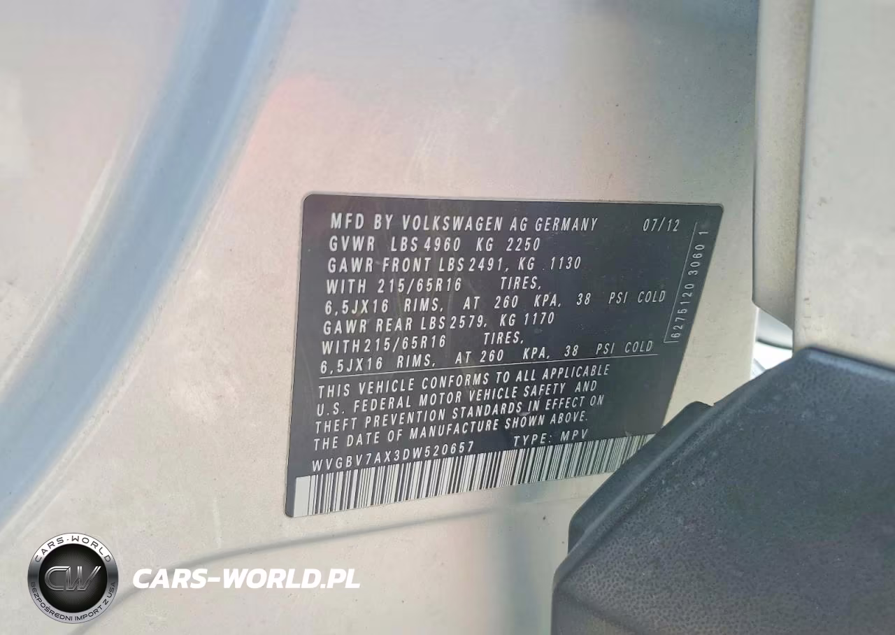 2013 Volkswagen Tiguan S VIN:WVGBV7AX3DW520657 - 12
