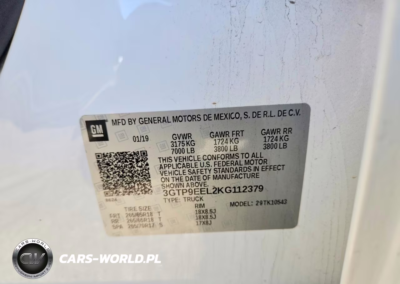 2019 GMC Sierra K1500 At4 VIN:3GTP9EEL2KG112379 - 12