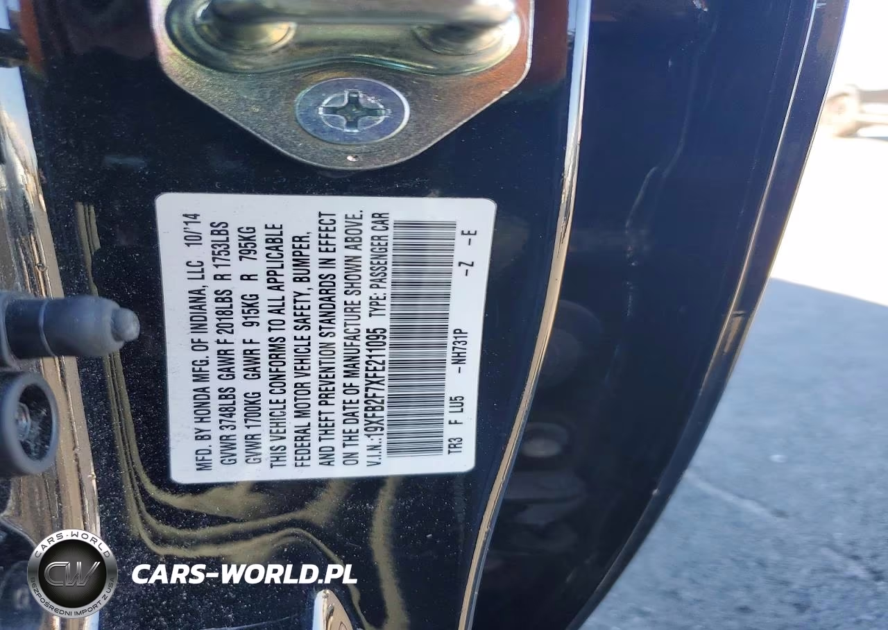 2015 Honda Civic Se VIN:19XFB2F7XFE211095 - 12