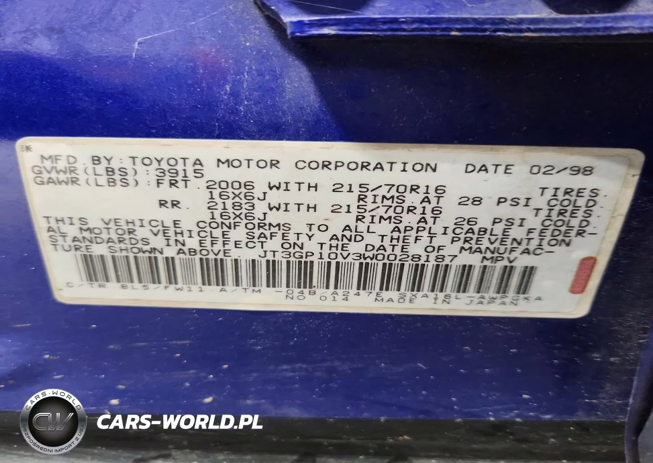 1998 Toyota Rav4 Base VIN:JT3GP10V3W0028187 - 13