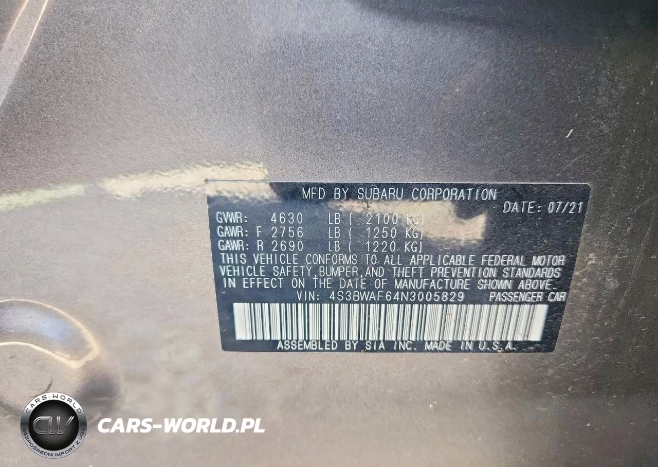2022 Subaru Legacy Premium VIN:4S3BWAF64N3005829 - 12