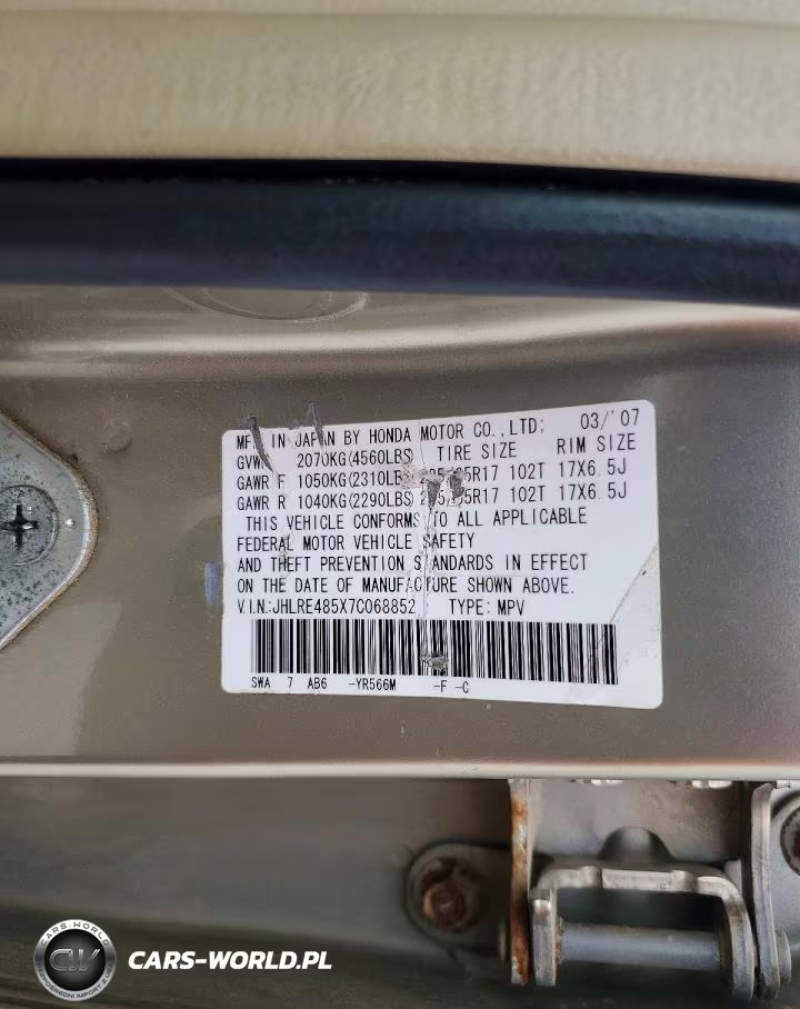 2007 Honda Cr-V Ex VIN:JHLRE485X7C068852 - 13