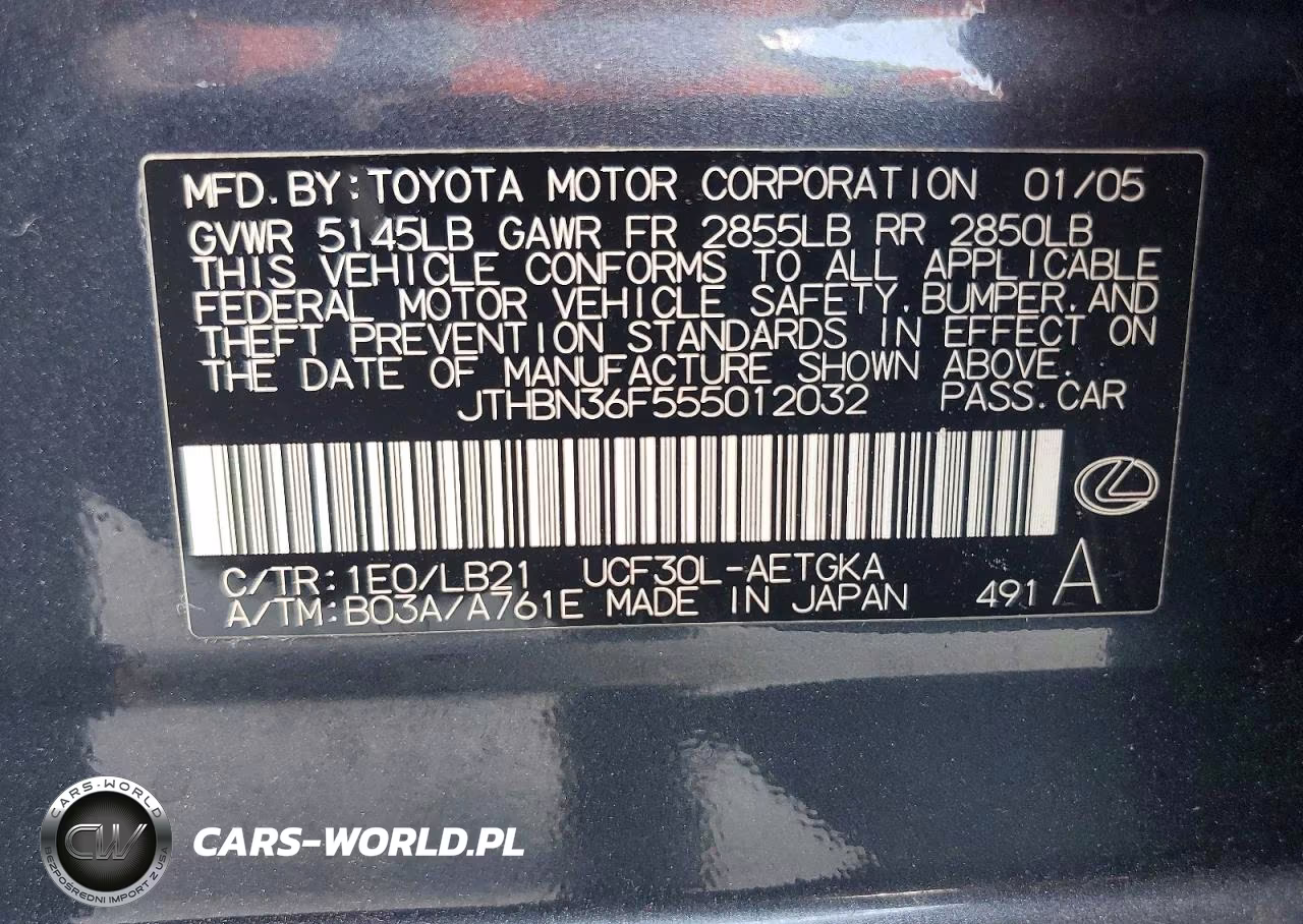 2005 Lexus Ls 430 VIN:JTHBN36F555012032 - 12