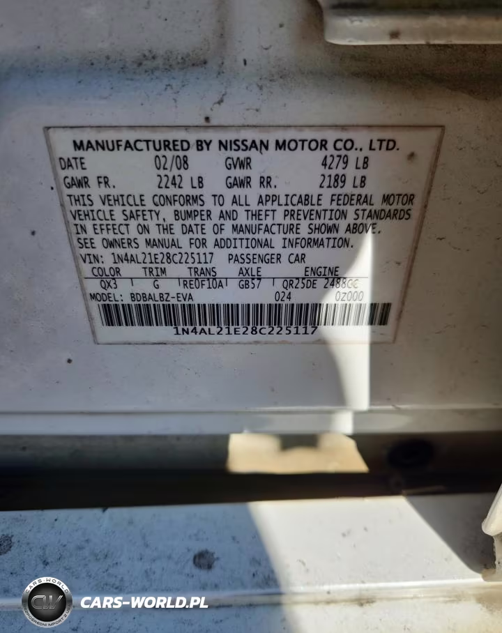 2008 Nissan Altima 2.5 VIN:1N4AL21E28C225117 - 12
