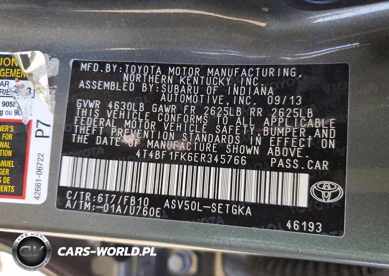 2014 Toyota Camry Xle VIN:4T4BF1FK6ER345766 - 12