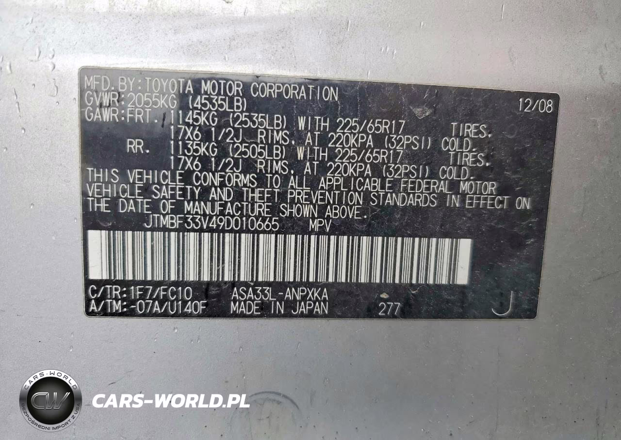 2009 Toyota Rav4 Base VIN:JTMBF33V49D010665 - 13