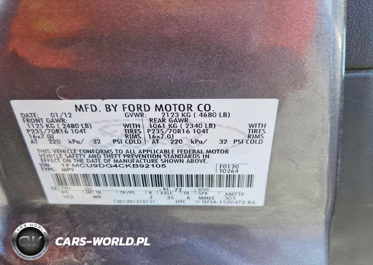 2012 Ford Escape Xlt VIN:1FMCU9DG4CKB92105 - 13