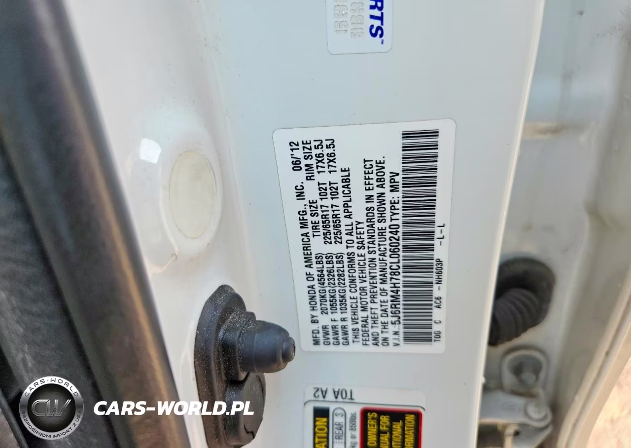 2012 Honda Cr-V Exl VIN:5J6RM4H78CL060240 - 13