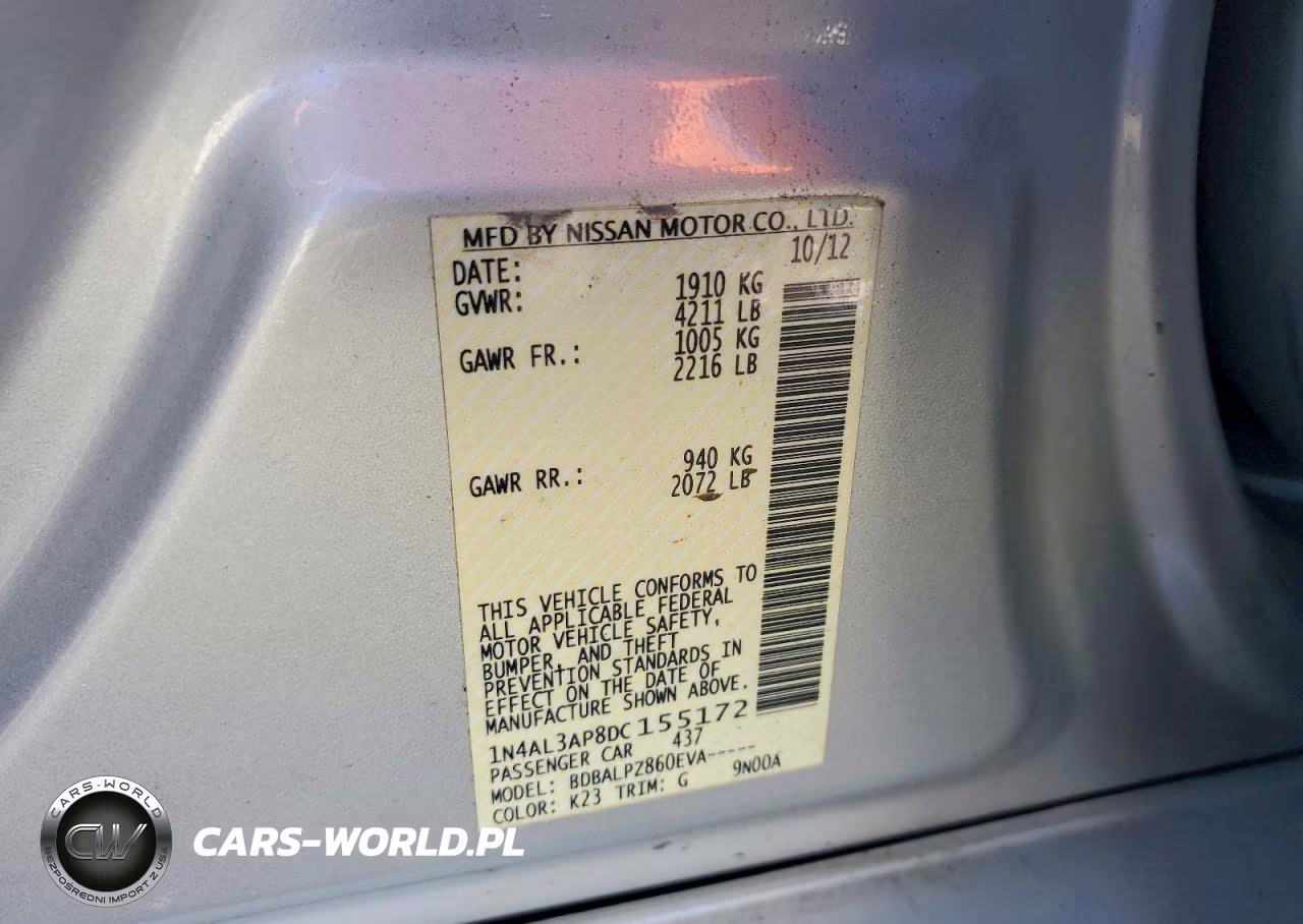 2013 Nissan Altima 2.5 VIN:1N4AL3AP8DC155172 - 12