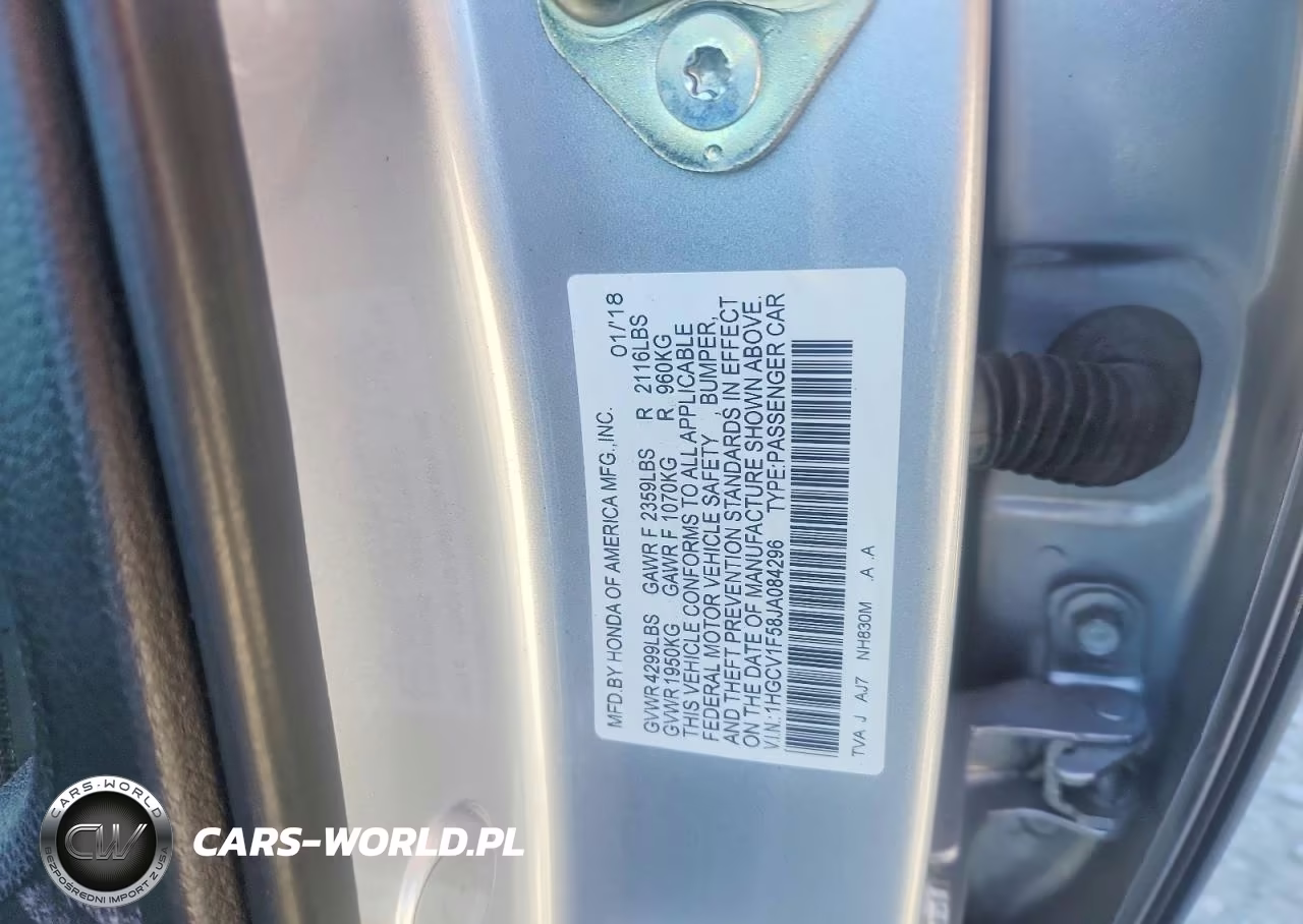 2018 Honda Accord Exl VIN:1HGCV1F58JA084296 - 12