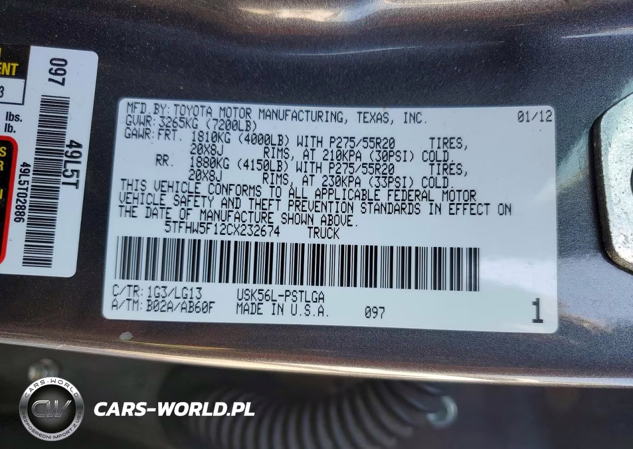 2012 Toyota Tundra Crewmax Limited VIN:5TFHW5F12CX232674 - 12