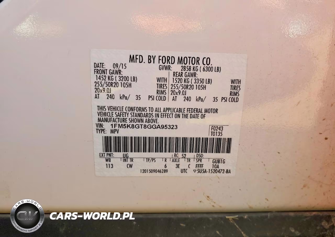 2016 Ford Explorer Sport VIN:1FM5K8GT8GGA95323 - 14