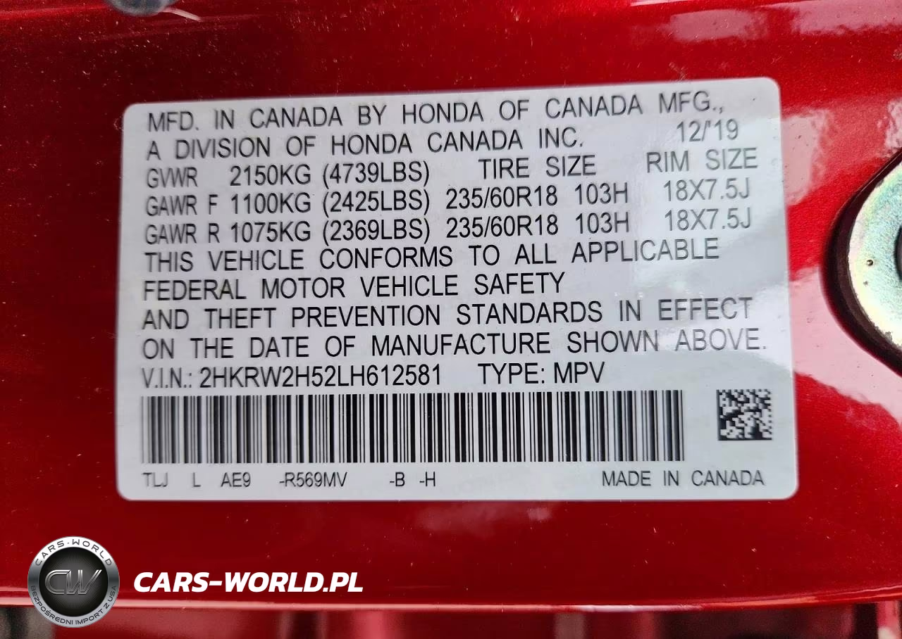 2020 Honda Cr-V Ex VIN:2HKRW2H52LH612581 - 13