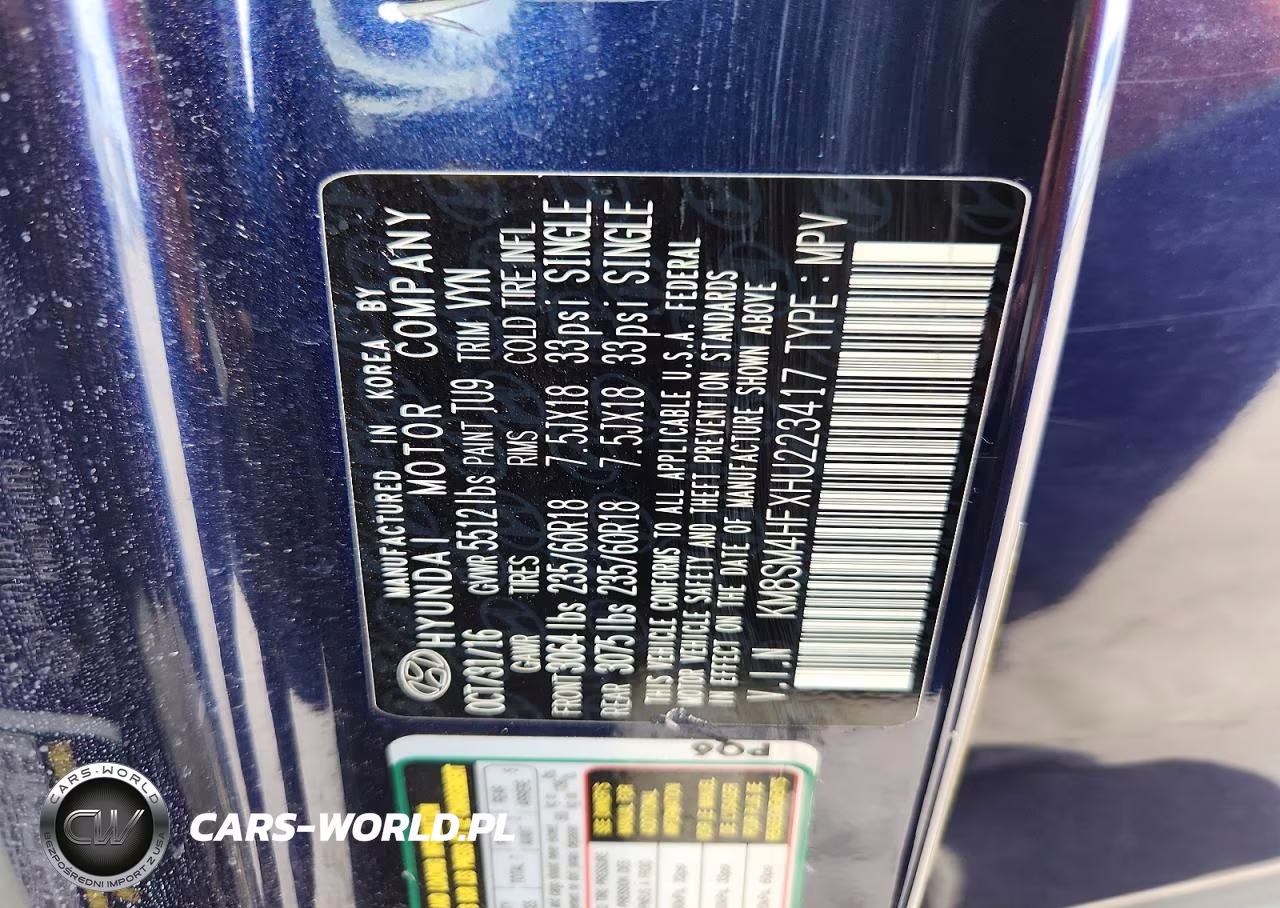 2017 Hyundai Santa Fe Se VIN:KM8SM4HFXHU223417 - 12