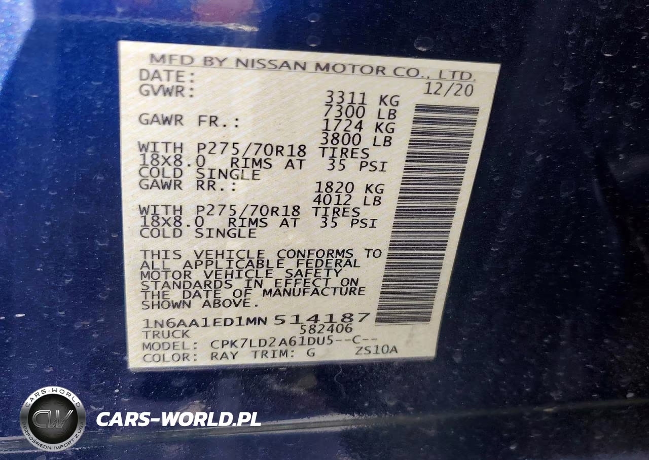 2021 Nissan Titan Pro-4X VIN:1N6AA1ED1MN514187 - 13