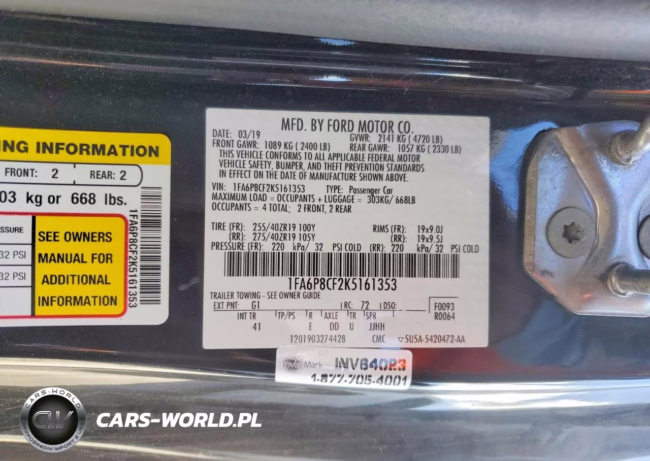 2019 Ford Mustang Gt VIN:1FA6P8CF2K5161353 - 12