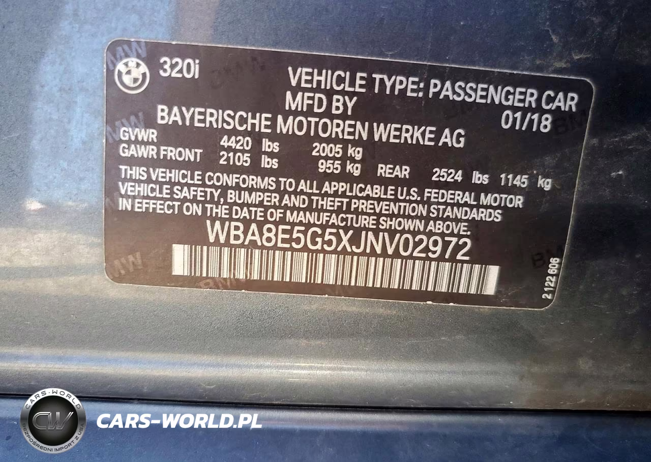 2018 BMW 320 Xi VIN:WBA8E5G5XJNV02972 - 13
