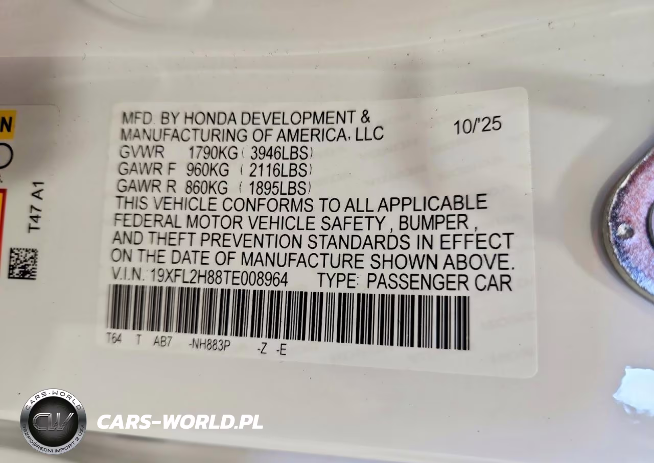 2026 Honda Civic Sport VIN:19XFL2H88TE008964 - 12