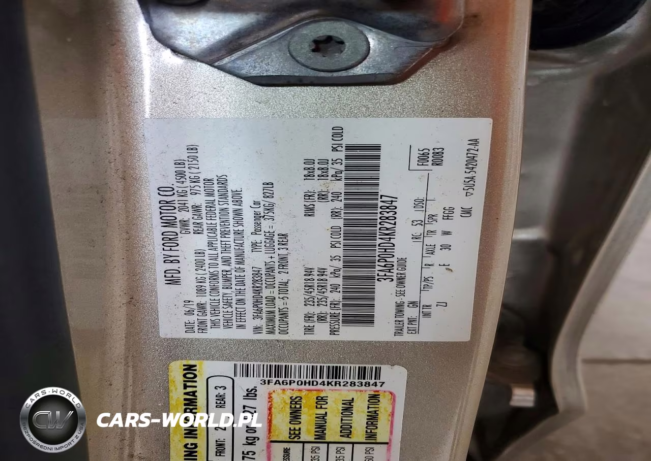 2019 Ford Fusion Se VIN:3FA6P0HD4KR283847 - 13