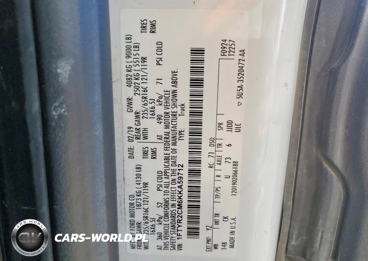 2019 Ford Transit 250 Delivery Van VIN:1FTYR2CM6KKA59712 - 13