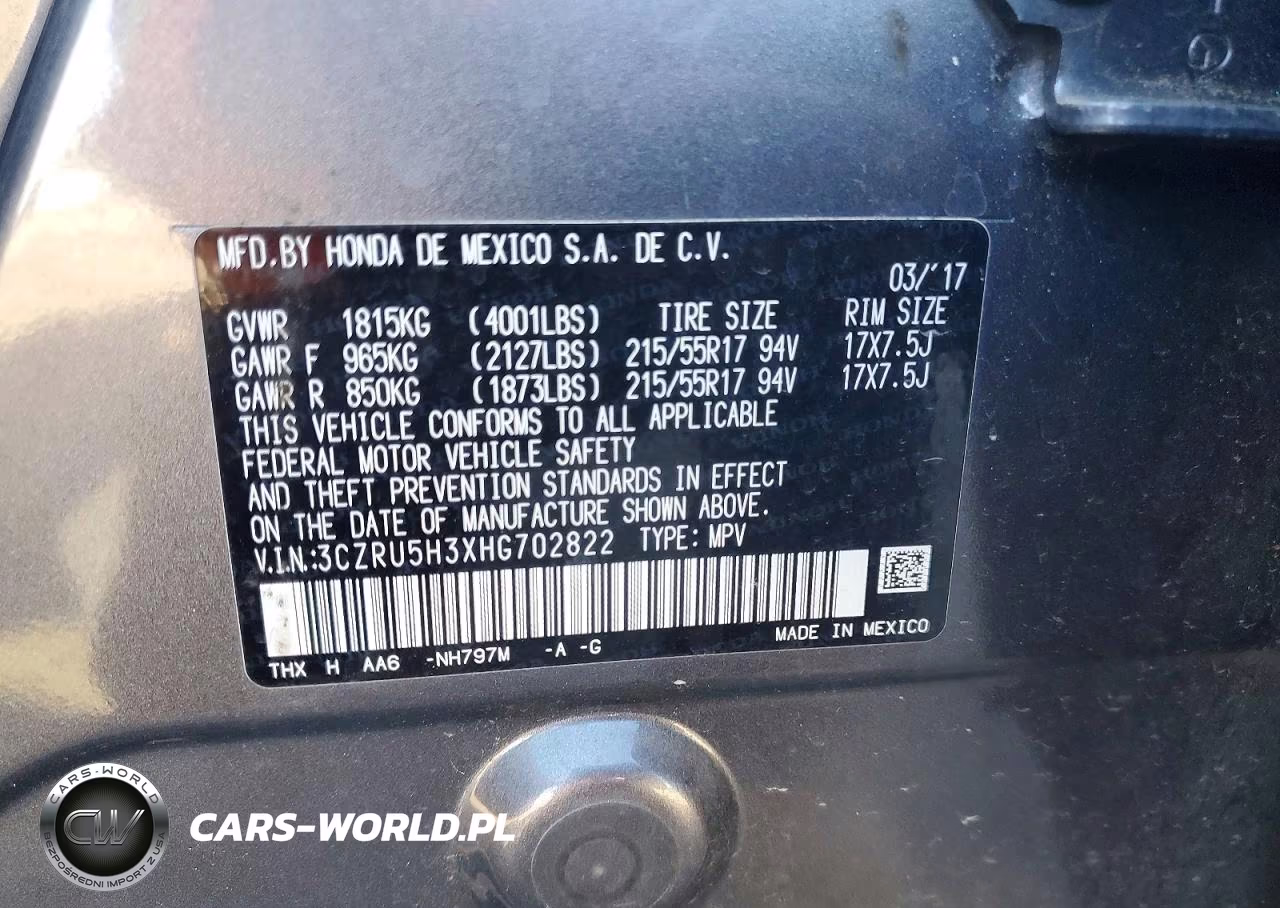 2017 Honda Hr-V Lx VIN:3CZRU5H3XHG702822 - 12