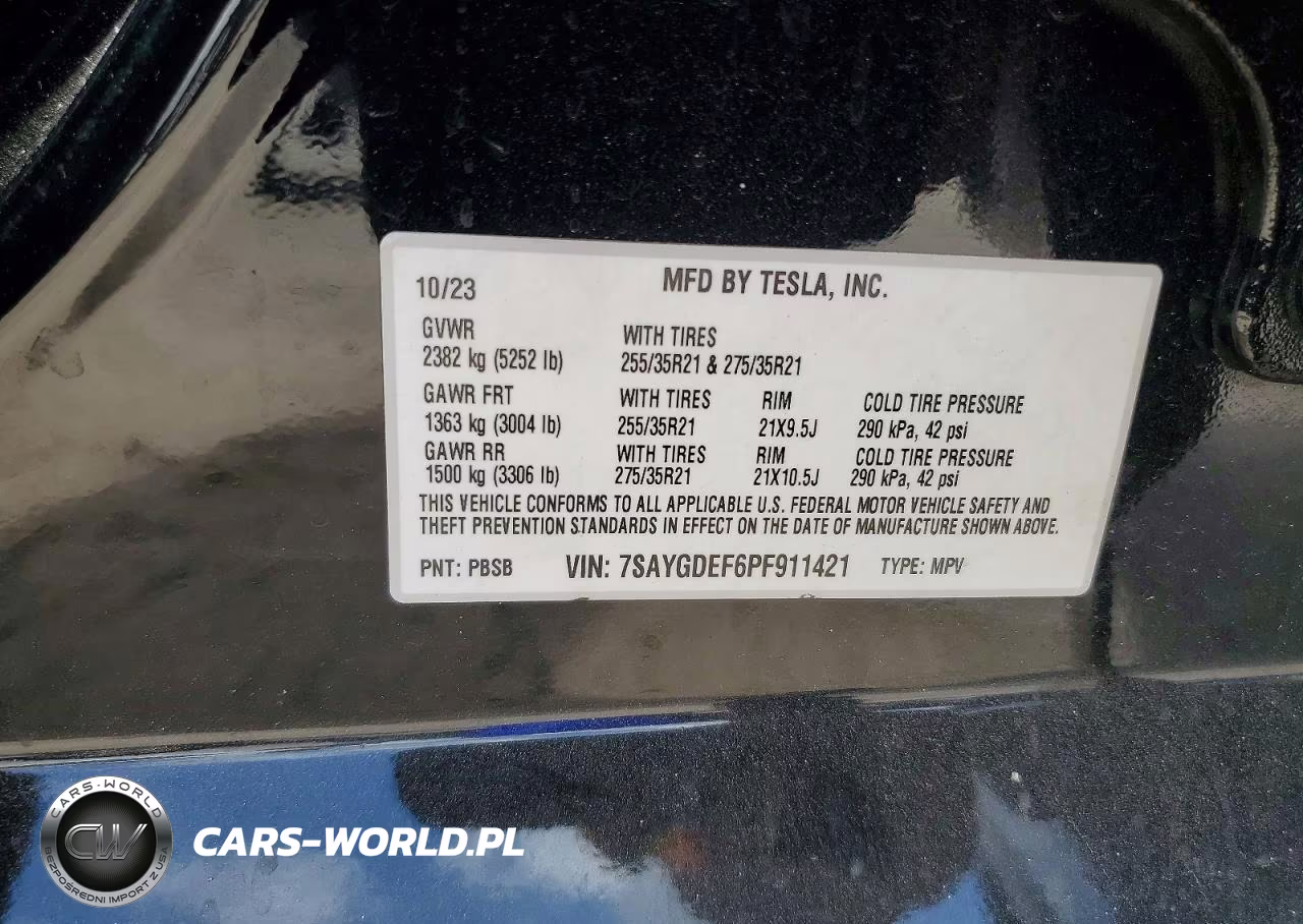 2023 Tesla Model Y VIN:7SAYGDEF6PF911421 - 14