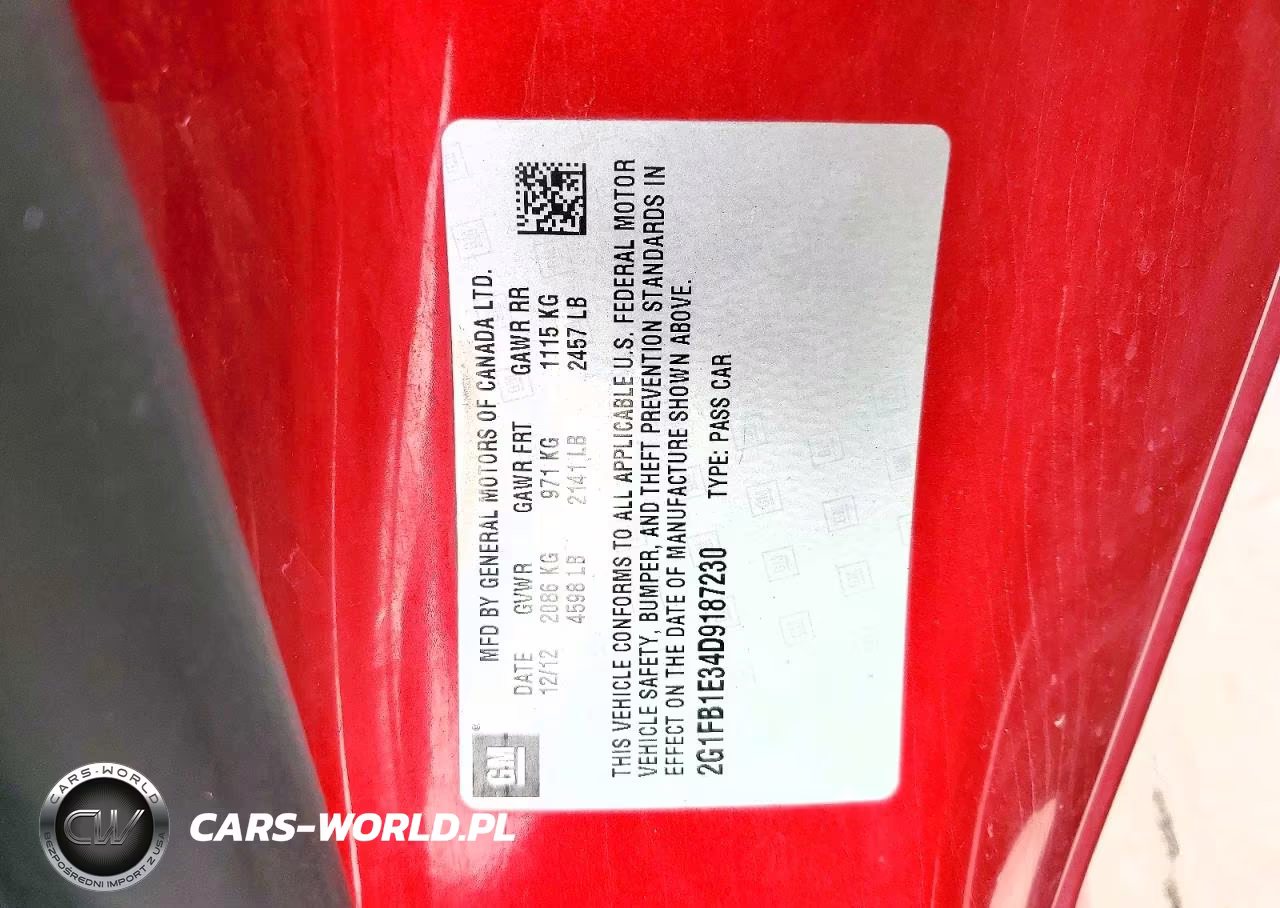2013 Chevrolet Camaro Lt VIN:2G1FB1E34D9187230 - 12