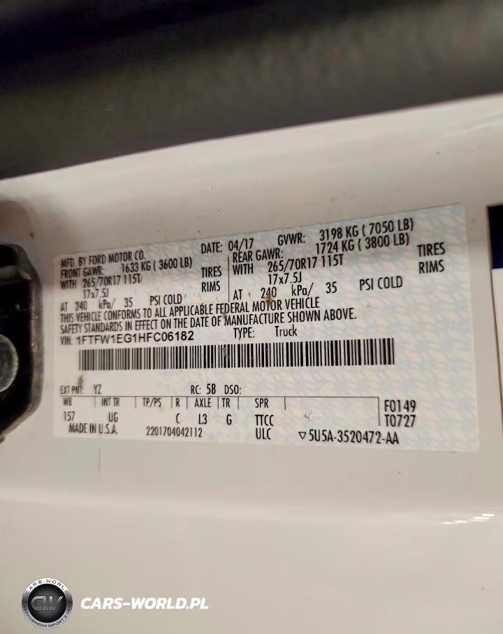 2017 Ford F150 Supercrew VIN:1FTFW1EG1HFC06182 - 12