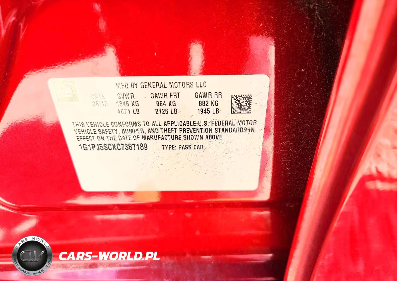 2012 Chevrolet Cruze Eco VIN:1G1PJ5SCXC7387189 - 12