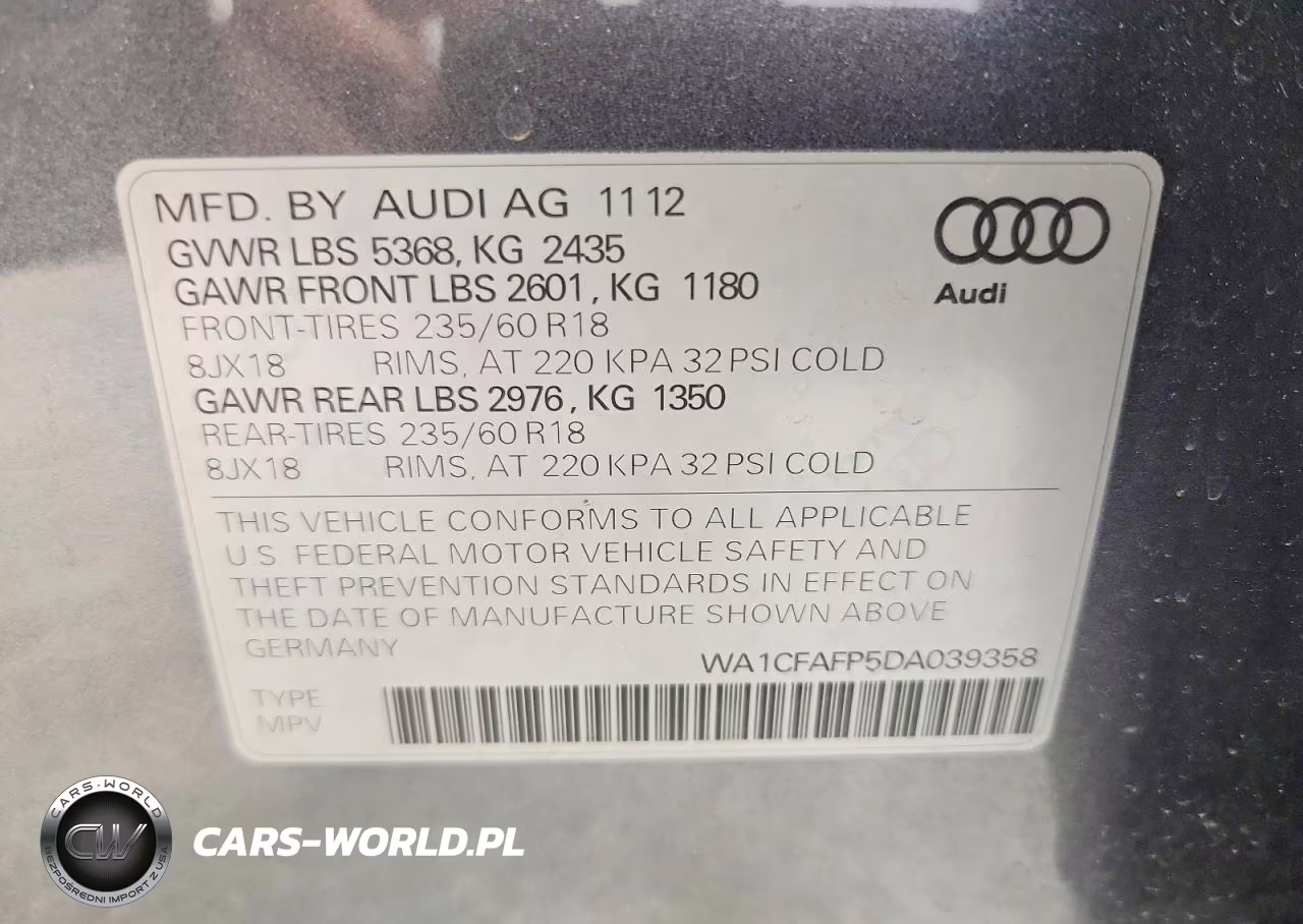 2013 Audi Q5 Premium VIN:WA1CFAFP5DA039358 - 13