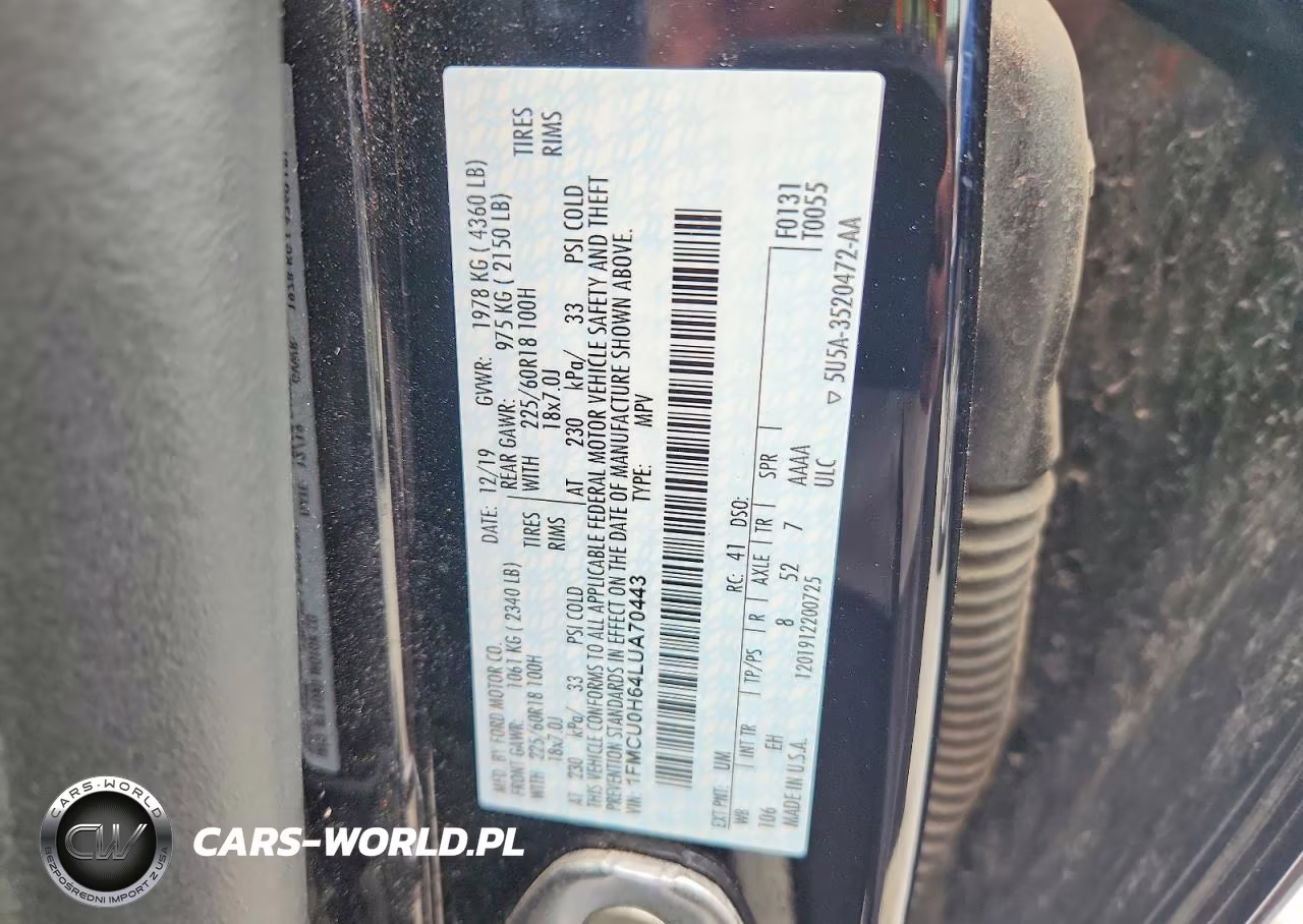 2020 Ford Escape Sel VIN:1FMCU0H64LUA70443 - 13