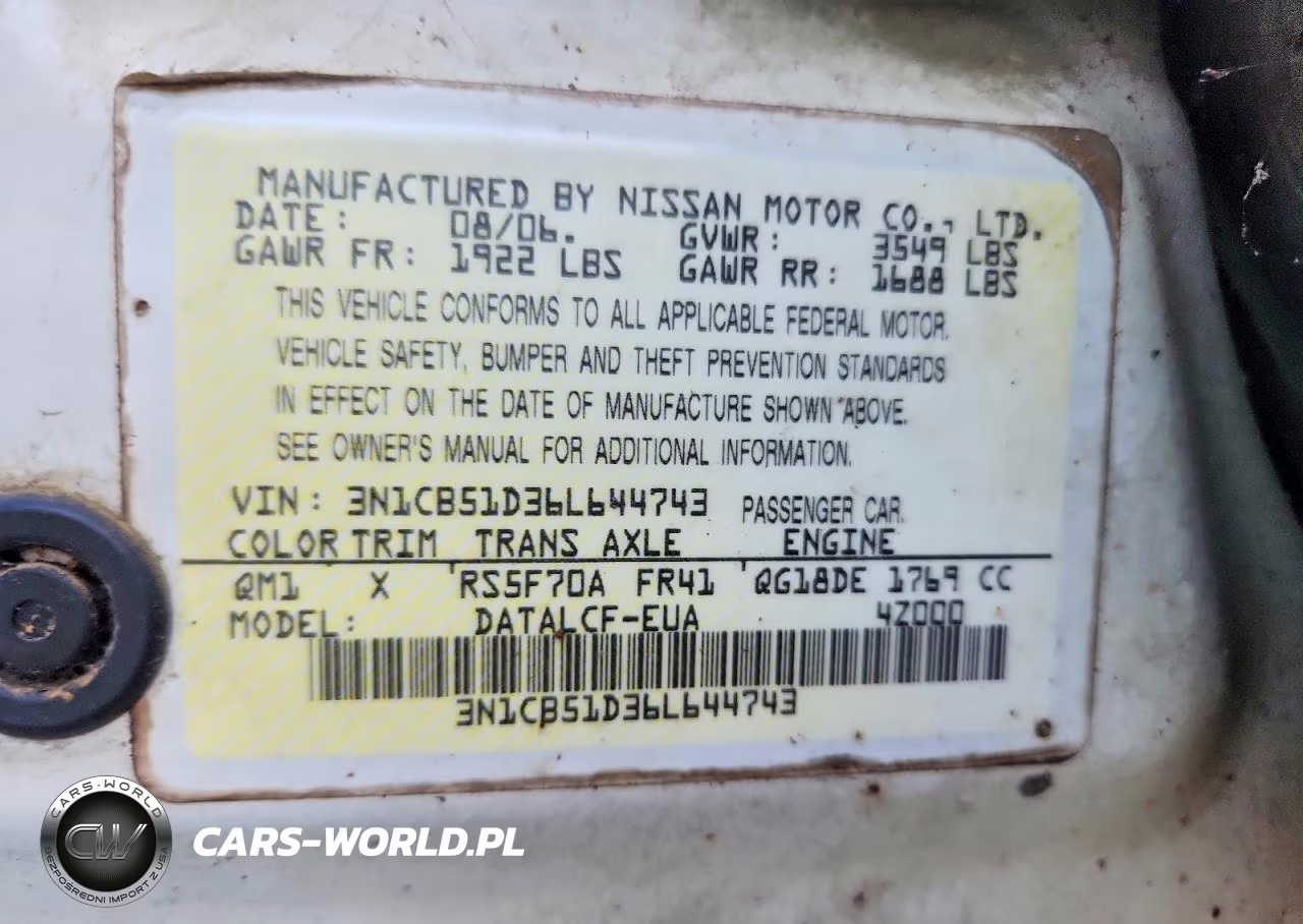 2006 Nissan Sentra 1.8 VIN:3N1CB51D36L644743 - 12