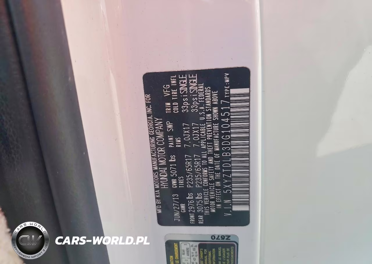 2013 Hyundai Santa Fe Sport 2.4L VIN:5XYZTDLB3DG104517 - 13