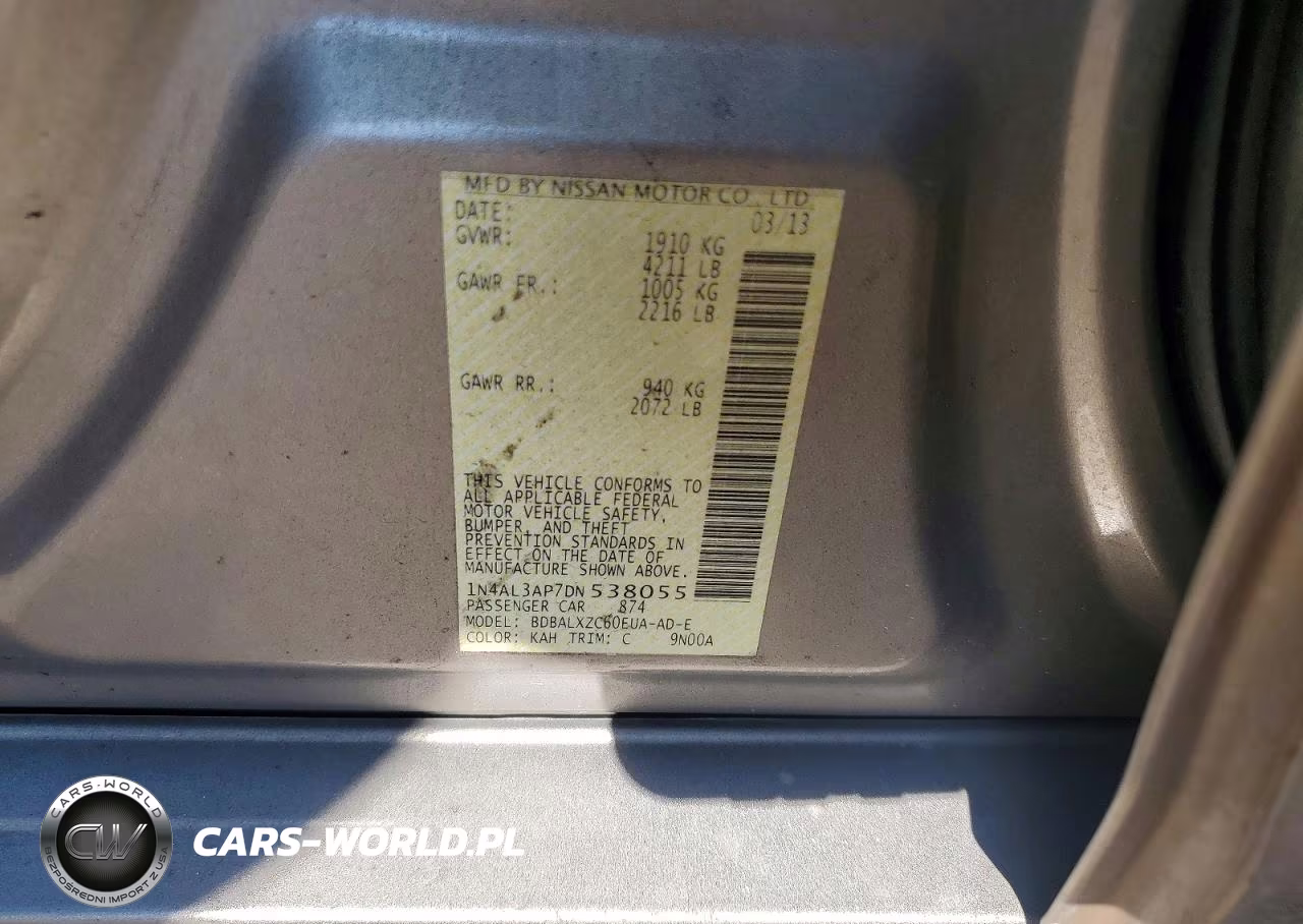 2013 Nissan Altima 2.5 VIN:1N4AL3AP7DN538055 - 12