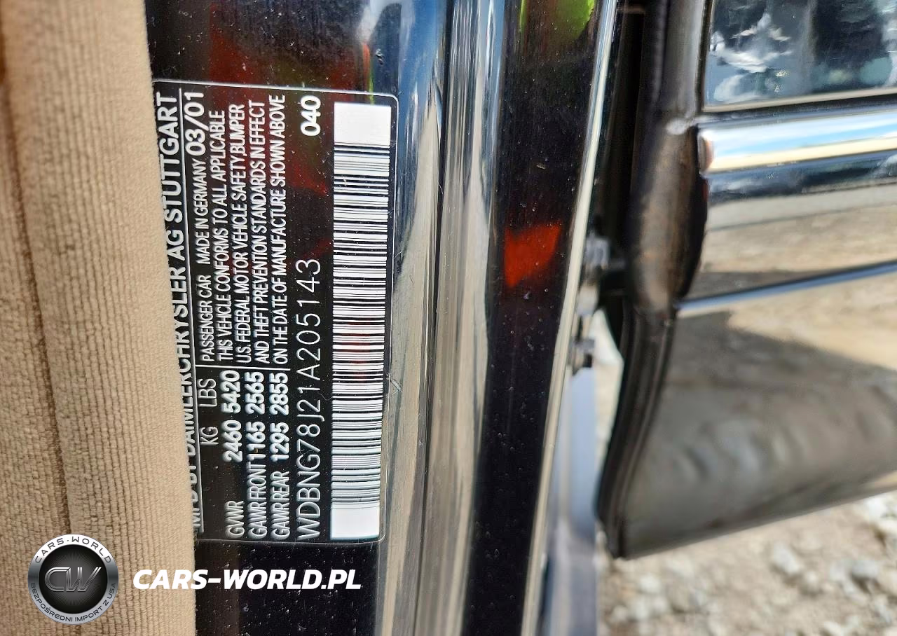 2001 Mercedes-Benz S 600 VIN:WDBNG78J21A205143 - 12