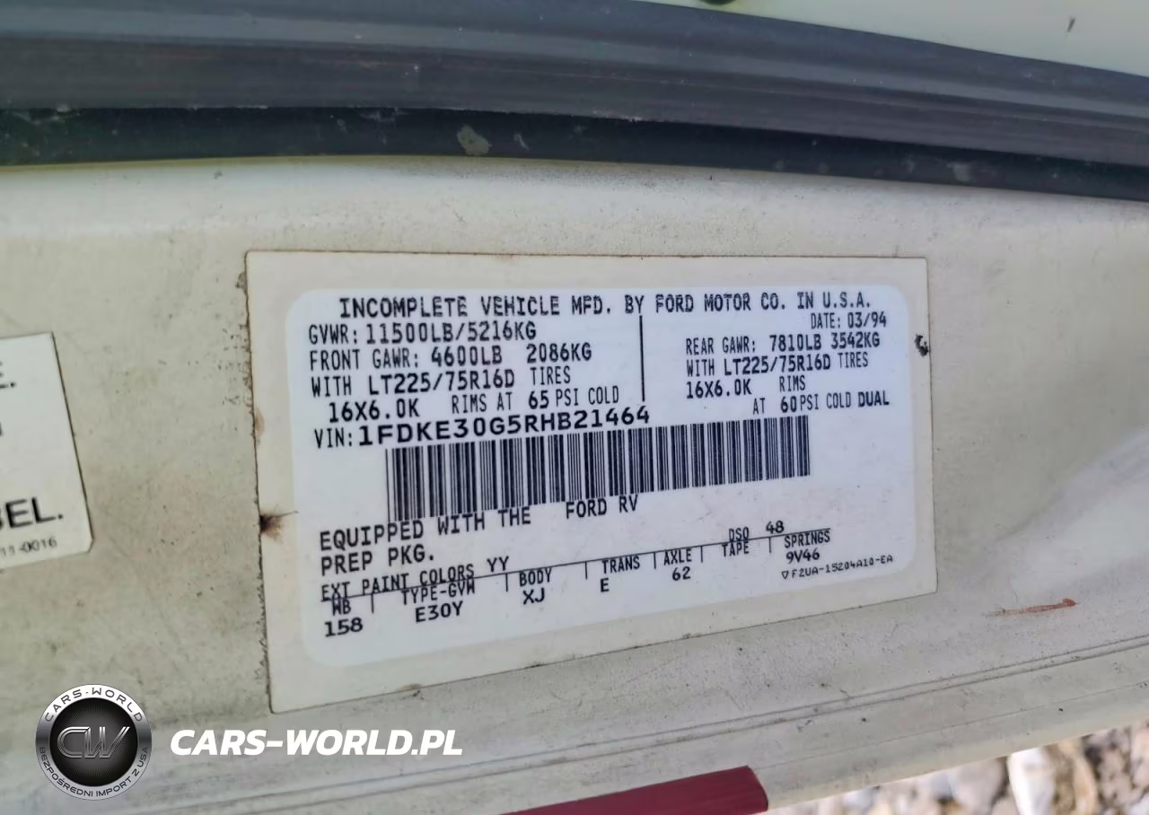 1994 Ford Tioga Rv VIN:1FDKE30G5RHB21464 - 10