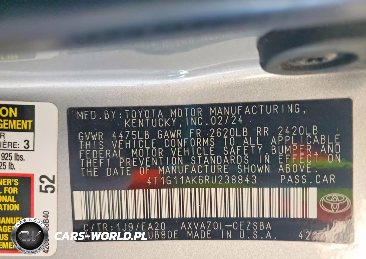 2024 Toyota Camry Se VIN:4T1G11AK6RU238843 - 12