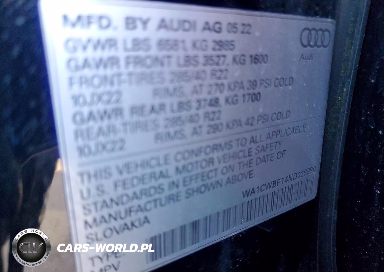 2022 Audi Sq8 Prestige VIN:WA1CWBF14ND029390 - 14