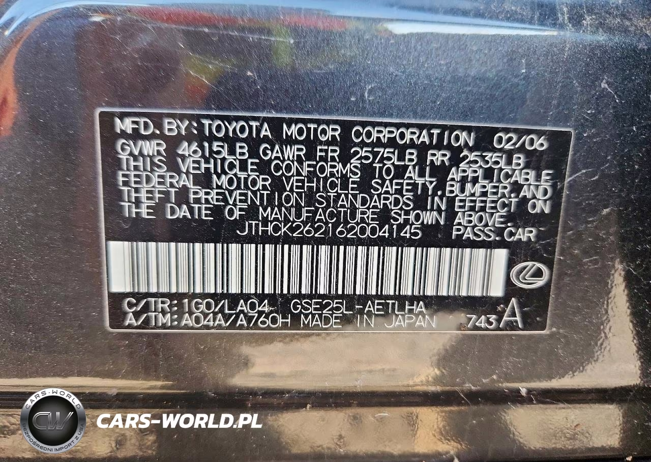 2006 Lexus Is 250 VIN:JTHCK262162004145 - 12