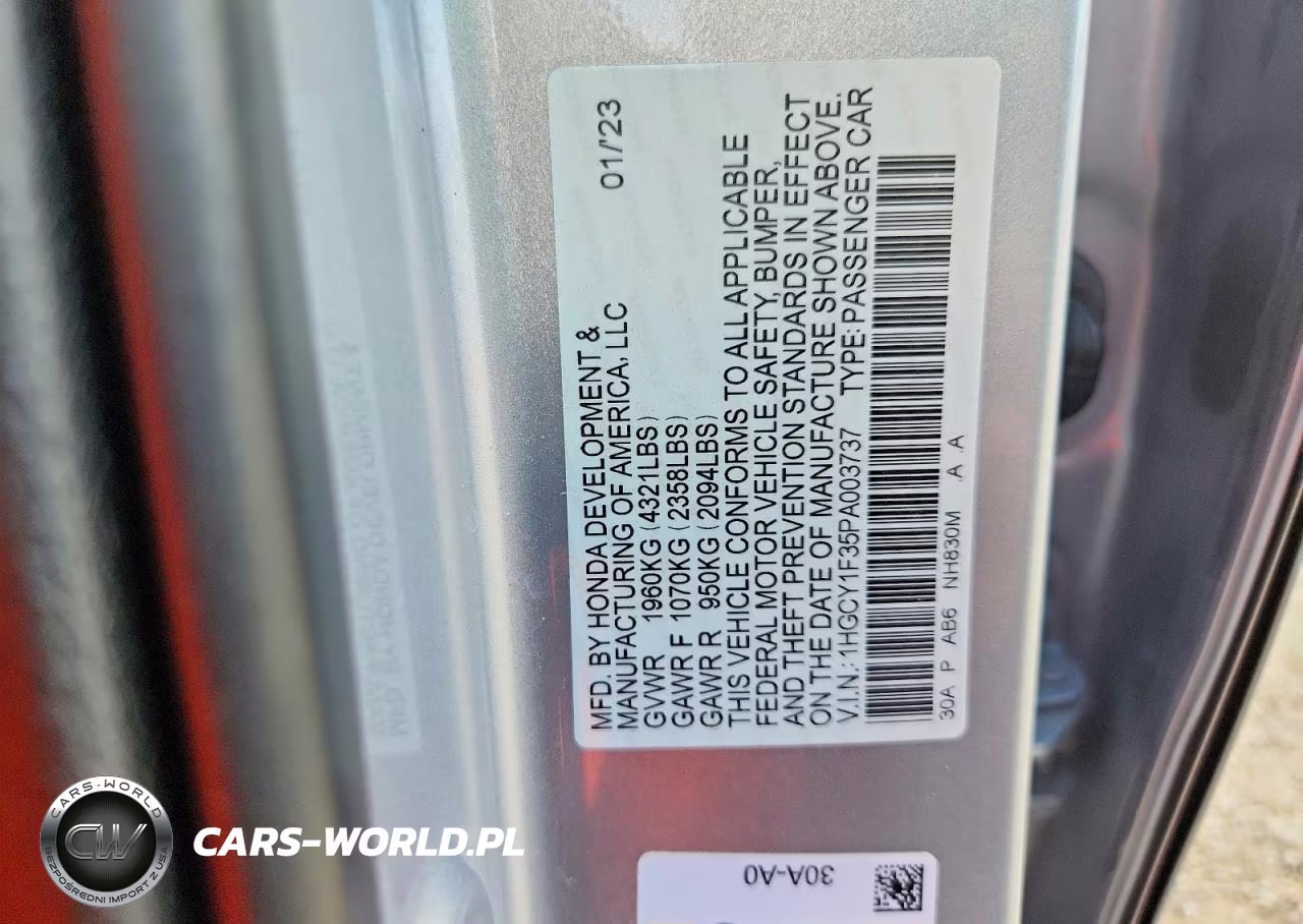 2023 Honda Accord Ex VIN:1HGCY1F35PA003737 - 12