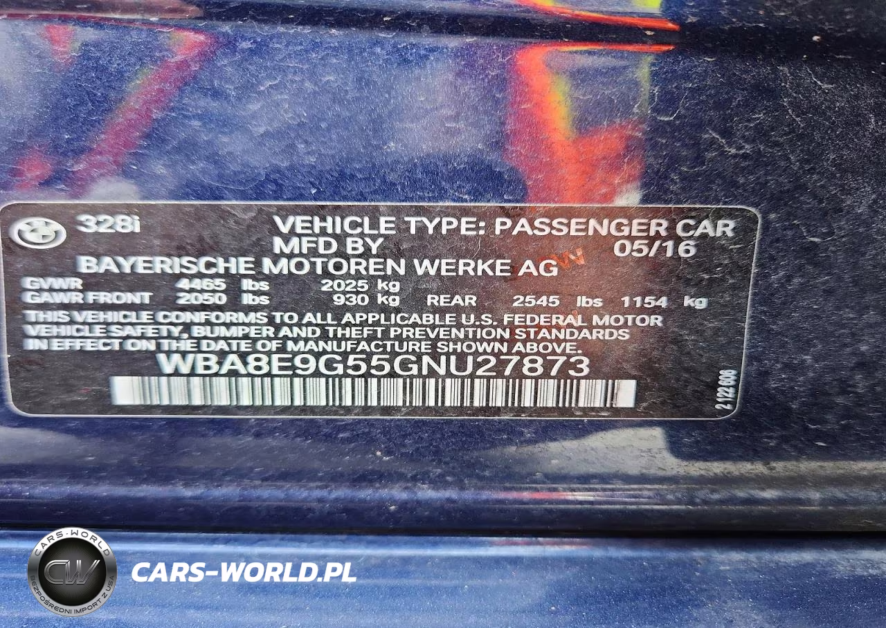 2016 BMW 328 I Sulev VIN:WBA8E9G55GNU27873 - 12