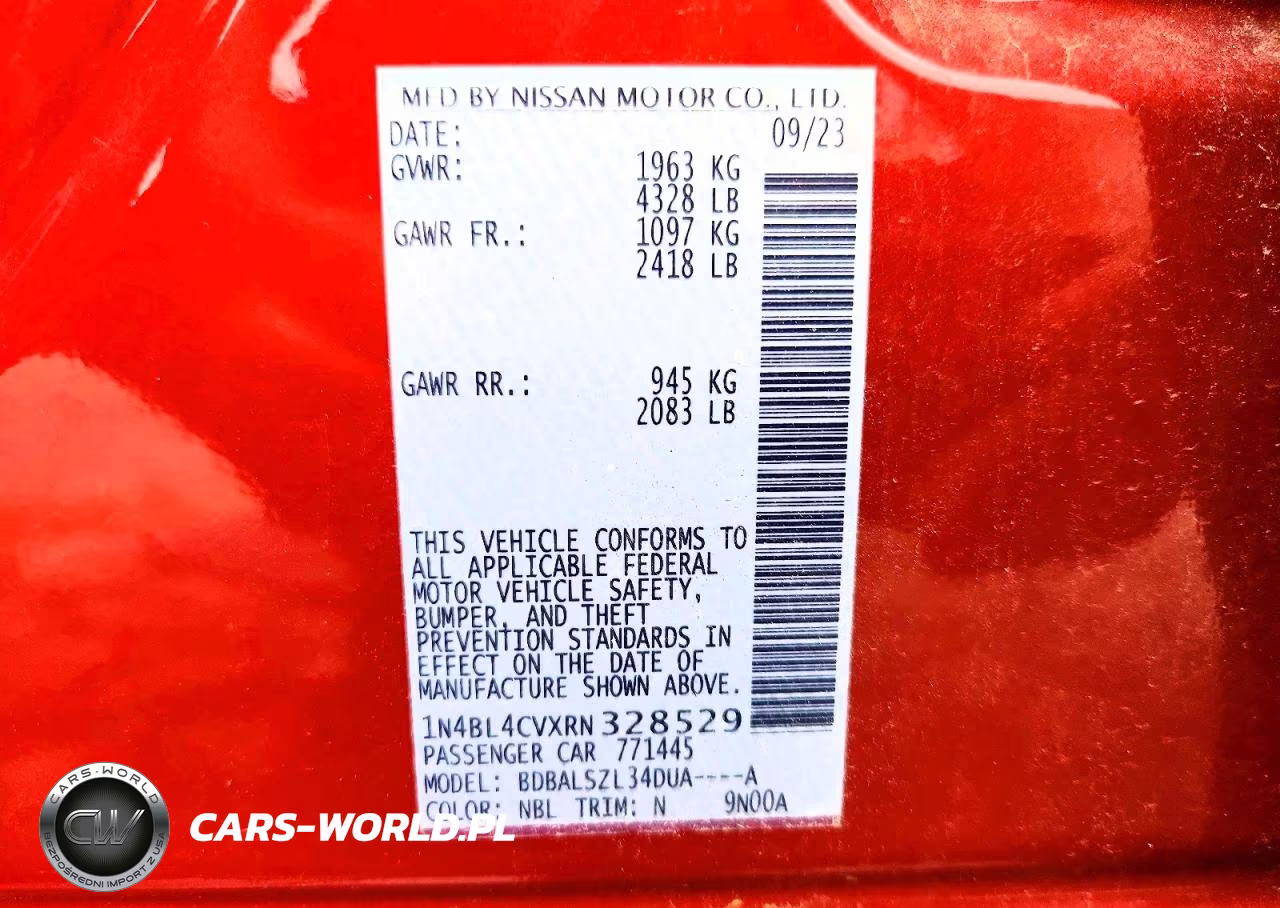 2024 Nissan Altima Sr VIN:1N4BL4CVXRN328529 - 13