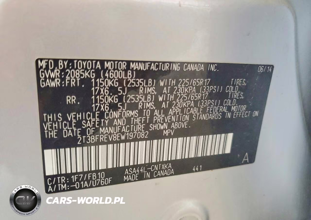 2014 Toyota Rav4 Le VIN:2T3BFREV8EW197082 - 14