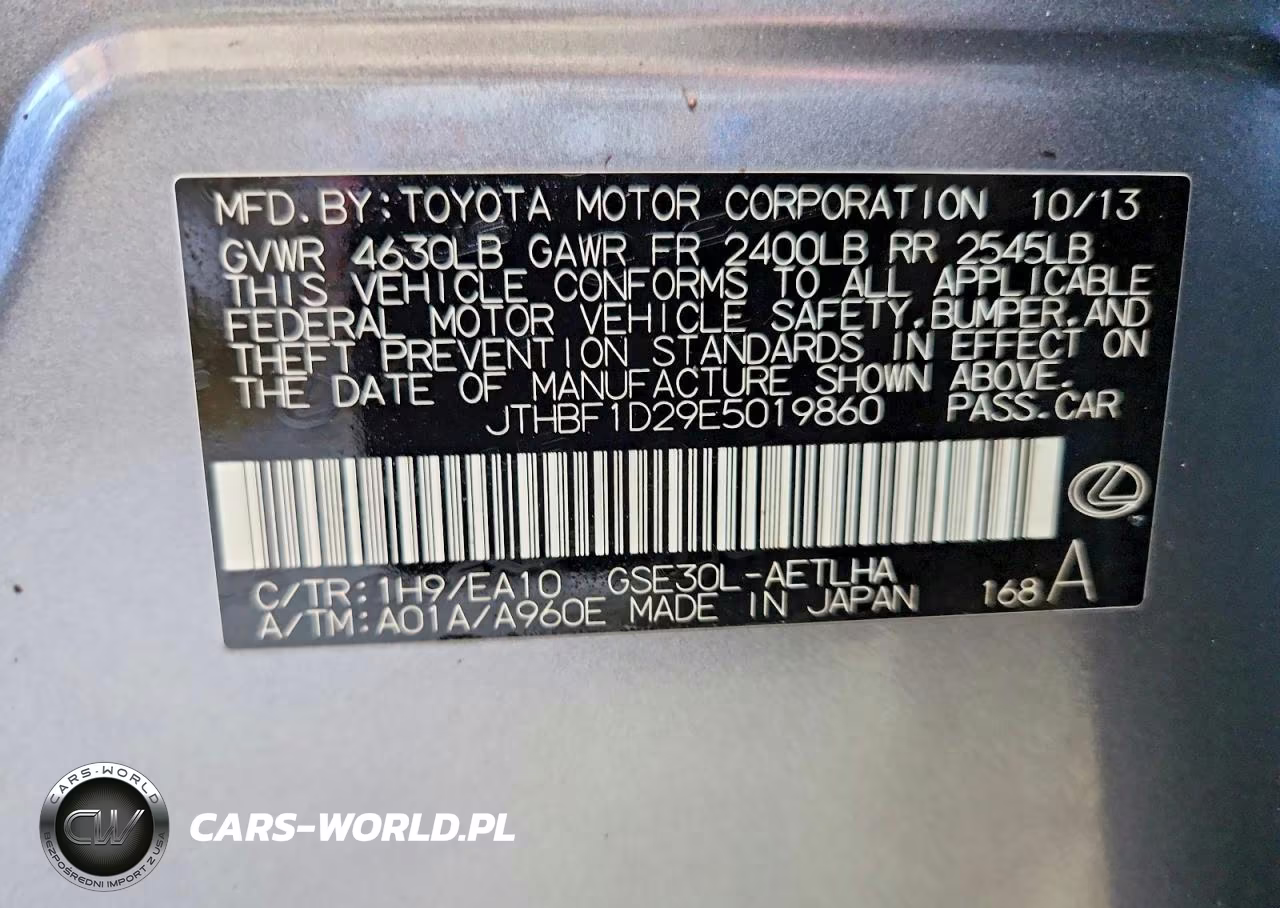 2014 Lexus Is 250 VIN:JTHBF1D29E5019860 - 12