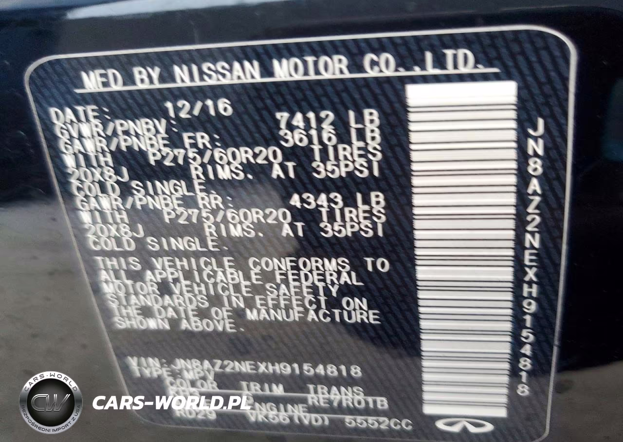 2017 Infiniti Qx80 Base VIN:JN8AZ2NEXH9154818 - 13