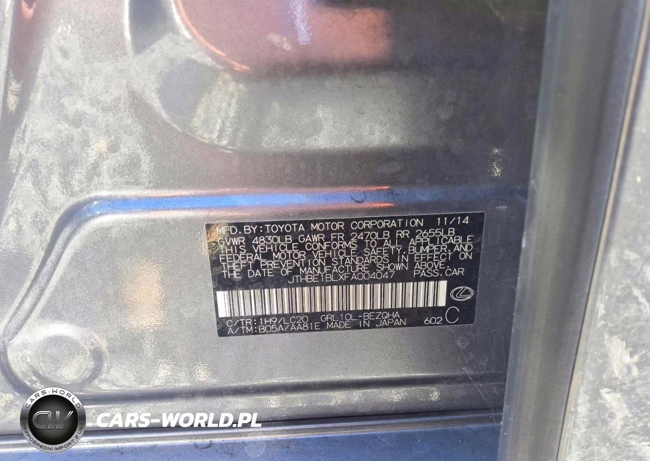 2015 Lexus Gs 350 VIN:JTHBE1BLXFA004047 - 12
